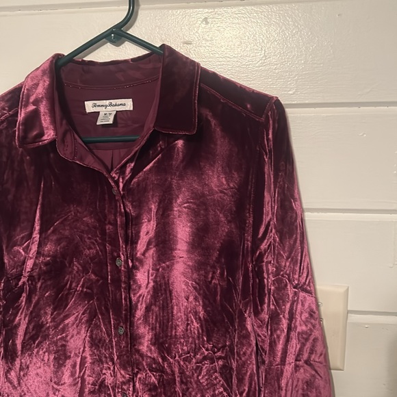 Tommy Bahama Velvet Sands Silk Blend LS Shirt Red Medium - Picture 5 of 9